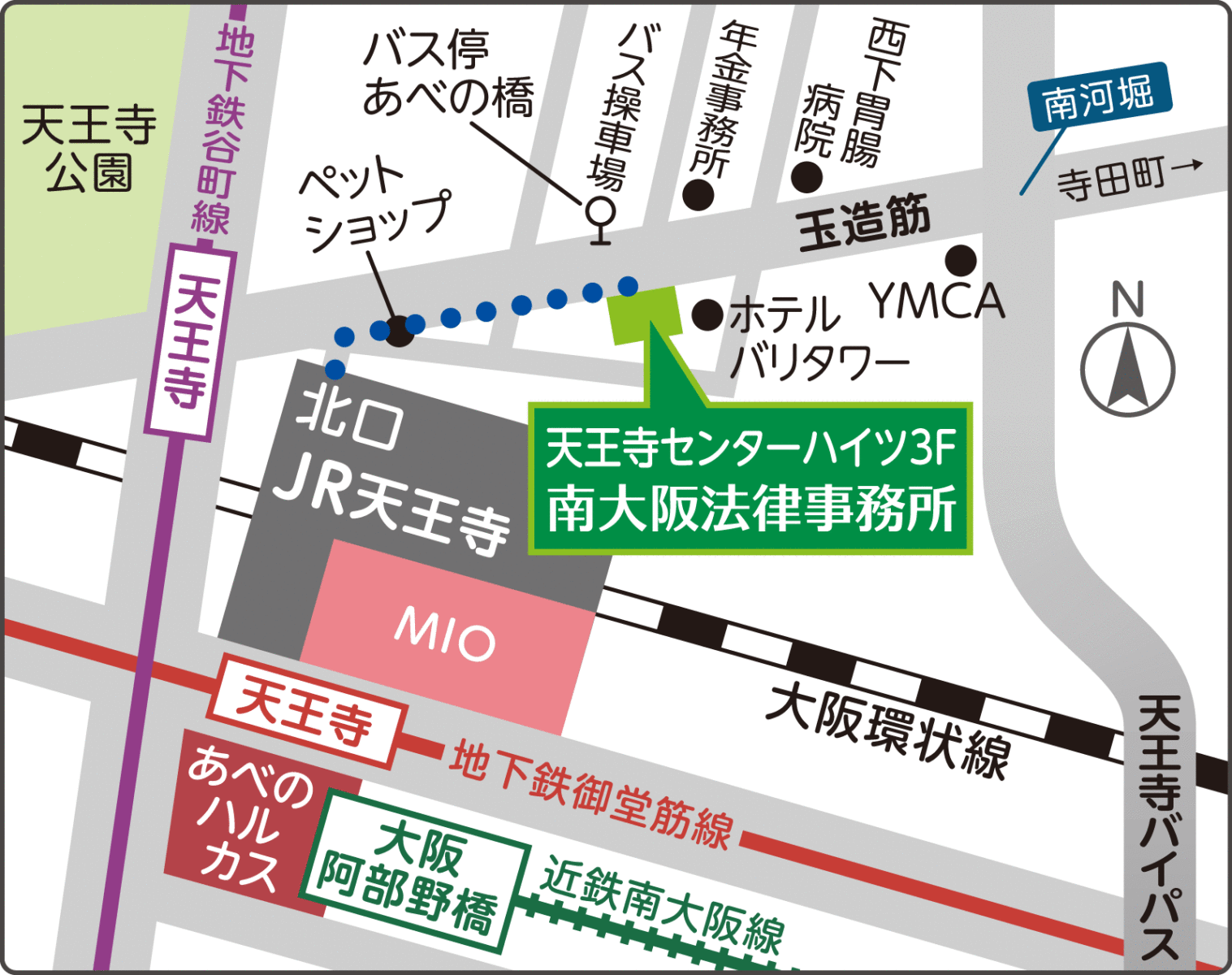 南大阪法律事務所への地図